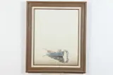 John Lutes, Man with Row Boat, Oil on canvas