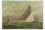 Janie E. Brown, Sailboats, Oil on canvas in "as is" condition
