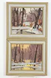 Walter Thomas Sacks, CREEK LANDSCAPE STUDIES: TWO WORKS, each signed lower left, Oil on board