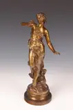Continental School, Untitled, STANDING FEMALE IN DIAPHANOUS DRESS, bronze with gilt - Height: 13 1/2 in