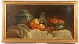 Alexandre de Faux, Table Top Still Life with Fruit, Oil on canvas