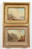 Mountain Village on River: Pair by Continental School, MOUNTAIN VILLAGE ON RIVER: PAIR, oil on panel, sold Jun 2019