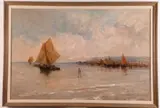 Giuseppe Talamoni, Harbor Scene, Oil on canvas