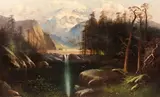 Mt by Albert Bierstadt, The type of paperboard backing was used as a backing by Bierstadt as early as 1859 for SURVEYOR'S WAGON IN THE ROCKIES (, offered Jun 2019