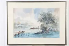 Paul Kuo, Ferry, Watercolor, signed lower right