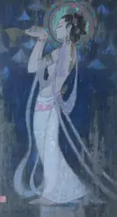 Female Deity by Chinese School, Ink and color on paper, seal lower left illegible, sold Aug 2019