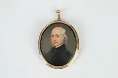 Thomas E. Barratt, Ebenezer Pettigrew, 1845, Reverse of panel inscribed in sepia ink, "Painted by T.E