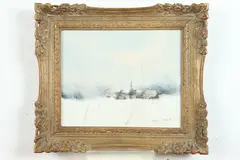 Andre Ingres, Town in Snow, Oil on canvas