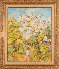 George Rene Sinicki, L'Arbre Blanc, Oil on canvas