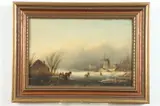 Winter Landscape with Windmill by Jan Jacob Coenraad Spohler, Oil on panel, sold Aug 2019