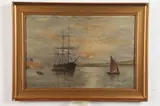 Continental School, Sailboats, SAILBOATS, oil on board