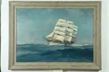 Rockwell Smith Brank Jr., Royal Danish Naval Training Ship,The Danmark, Oil on canvas