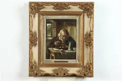 Monk at Table by Mayer-Frauenberg, Oil on canvas, offered Aug 2019