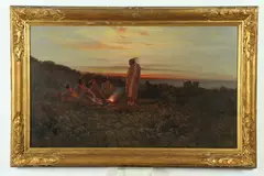 Charles Craig, Indian Encampment, Oil on canvas