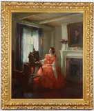 Marguerite Stuber Pearson, Portrait of Young Woman in Red Dress, Oil on canvas