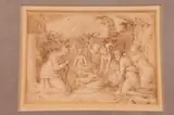 Domenichino, HOLY FAMILY IN THE WILDERNESS, heightened ink wash, HOLY FAMILY IN THE WILDERNESS, heightened ink wash