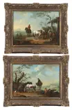 Pieter van Bloemen, Resting on the Bluff: Pair, RESTING ON THE BLUFF: PAIR, oil on canvas