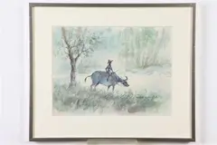 Paul Kuo, Silhouette, Watercolor, signed lower right
