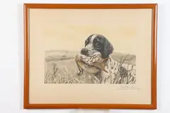 Léon Danchin, SPORTING DOG ART PRINTS: THREE WORKS, one color engraving and pair of color lithographs signed and numbered 93/500 & 187/500 in pencil lower margin, SPORTING DOG ART PRINTS: THREE WORKS, one color engraving and pair of color lithographs signed and numbered 93/500 & 187/500 in pencil lower margin.