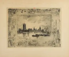 Félix Buhot, Westminster Palace, Print possibly laid down
