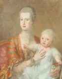 French School, Mother and Child, MOTHER AND CHILD, pastel on paper