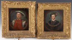 English School, HENRY VIII and EDWARD VI; PAIR, HENRY VIII and EDWARD VI; PAIR, oil on copper panels in 18th century gilt frames