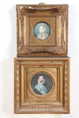 English School, BRITISH NOBLE FIGURES: TWO WORKS, one painting on ivorine and one color engraving, BRITISH NOBLE FIGURES: TWO WORKS, one painting on ivorine and one color engraving