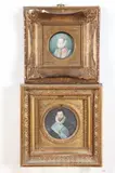 English School, BRITISH NOBLE FIGURES: TWO WORKS, one painting on ivorine and one color engraving, BRITISH NOBLE FIGURES: TWO WORKS, one painting on ivorine and one color engraving