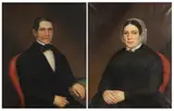 Portrait of Husband and Wife: Pair by American School, PORTRAIT OF HUSBAND AND WIFE: PAIR, oil on canvas, sold Sep 2019