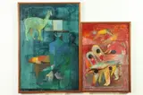 Mhire Barrientos, STOOPING FIGURES and MAN IN HAT: TWO WORKS, first, Oil on canvas