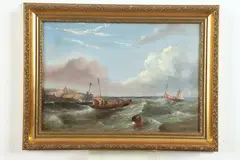 Arthur Wilde Parsons, Sailboats in Rough Seas, Oil on canvas