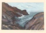 Harry Shokler, Monhegan Rocks, Silkscreen on paper.