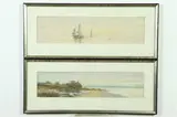 American School, HOUSE ALONG THE WATER and SAILBOATS: TWO WORKS, each signed illegibly lower right, Pastel