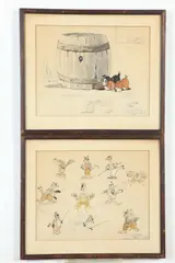 Maurice Day, FISHING BIRD and WAYWARD PUPS: TWO WORKS, each signed lower right and inscribed "MGM Studio, Graphite and watercolor