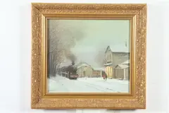 Walter Dusatti, Railroad in Winter, Oil on canvas
