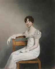 Adam Buck, Untitled, in a white dress and gloves pastel 28 x 22cm