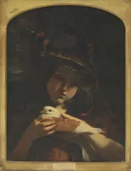 Untitled by William Etty, William Etty RA (1787-1849) A young girl with a dove oil on panel 35.5 x 26cm, sold Sep 2022