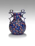 Murrine Floreali Vase by Fratelli Toso, blown murrine glass with applied handles, sold Oct 2020