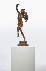 Frederick William MacMonnies, Bacchante and Infant Faun, bronze with greenish brown patina
