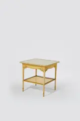 Important Side Table by Herter Brothers, gilt speckled, ivory painted wood, abalone, brass, sold Oct 2020