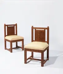 Lockwood de Forest (1850-1932) by Lockwood de Forest, teak, upholstery, carved by the Ahmedabad Wood Carving Company, Ahmedabad, India, possibly assembled in New York, sold Oct 2020