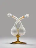 Double-Necked Gruet in Girasol by Salviati & C., blown and applied opalescent glass with gold foil, sold Oct 2020