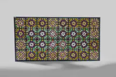 American Aesthetic Movement, Oversized Islamic Revival Pebble Glass Window, Oversized Islamic Revival Pebble Glass Window