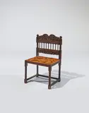 American School, Side Chair, carved mahogany, possibly original cut-velvet upholstery