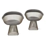 Warren Platner, Pair of Chairs, patinated steel, leather