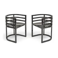 Richard Meier, Pair of Armchairs, for Knoll, model 810A, black lacquered wood, each with artist's initials incised on underside