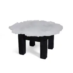 Coffee Table by Colin Reid, kilncast glass, stained wood, the underside of the glass with etched signature 'Colin Reid 1999 R850', offered Jun 2020