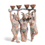 Laurance Simon, Three Graces Candelabrum, partially-glazed earthenware, apparently unsigned