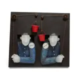 David Reekie, The Engineers, cast glass and wood, signed, titled and dated along left edge 'The Engineers, David Reekie, Norwich '94'