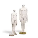 Claire Curneen, Standing Figure I and Standing Figure (Two Works), porcelain, base of taller figure initialed 'CC'